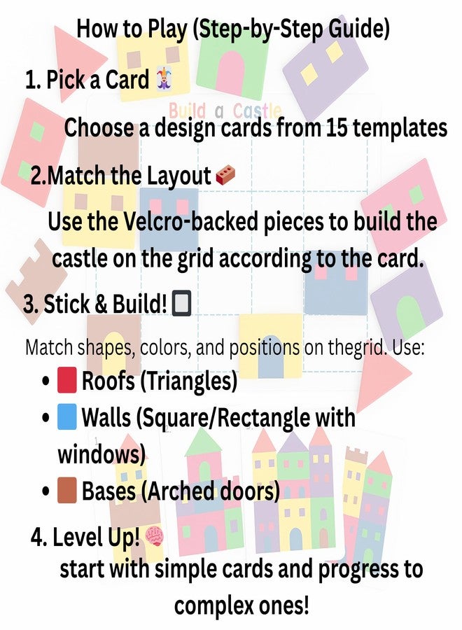 FUN FRY Build A Castle Puzzle Game for Kids | Montessori Velcro-Based Logic Toy | Educational Pattern Matching Board Game for Boys & Girls Age 3-7 Years - Image 5